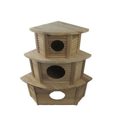 3 Floors Assembled Wooden bird house cages for small animals