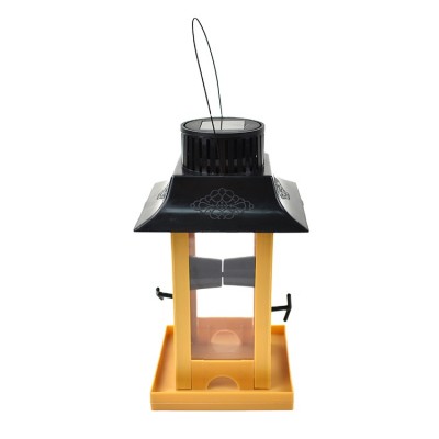 hot selling garden wooden with solar light bird feeder