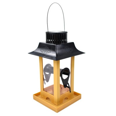 Handmade water proof asphalt wood bird feeder With Solar Light